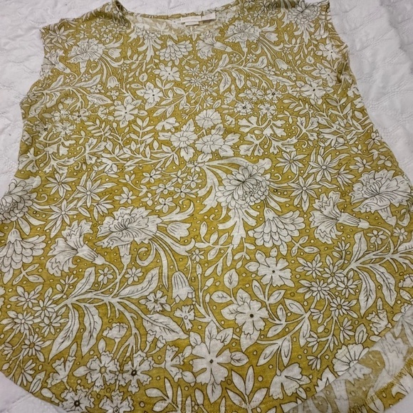 Rachel Ashwell 100% Linen Floral Top, M. Yellow/green color. NWOT - Picture 4 of 8